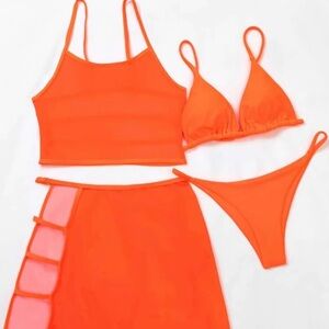SHEIN 4packs Mesh Cut-Out Triangle Thong Bikini Set Summer Beach